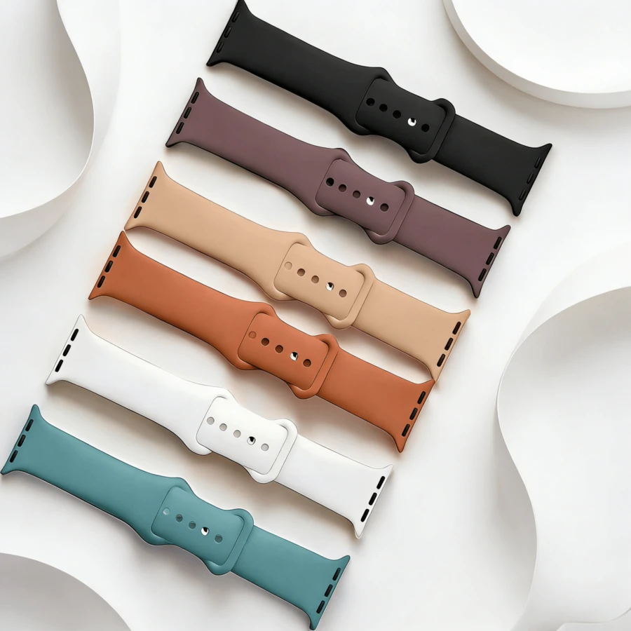 Bộ 6 dây đeo thay thế bằng silicon siêu mềm, chống nước, tương thích với Apple Watch Series 10 9 8 7 6 5 4 3 SE, phù hợp với đồng hồ 38mm 40mm 41mm 42mm 44mm 45mm 46mm 49mm, quà tặng cho Ngày Valentine và Lễ Tạ ơn.