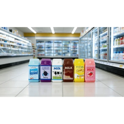 Miniature Realistic Boxed Fruit & Milk Set, Strawberry, Chocolate, Apple, Beverage, Micro Miniature Resin Desktop Decor, Dollhouse Ornament, OBII Photography Prop, Mini Supermarket Fruit & Milk Display