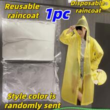 一件式全身防水连帽雨衣 - 休闲轻便设计，半透明面料，弹性袖口，适合骑行、徒步、户外运动防水服，长袖设计，运动风格，是徒步和骑行的理想之选，徒步装备，顺滑耐用，适合作为送给妻子和母亲的节日礼物。[款式和颜色随机发货] - 通用雨衣 - 查看 14