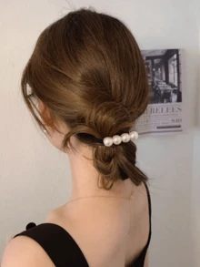 2pcs Minimalist Elegant Pearl Hair Ties - Black 2Pcs - View 4