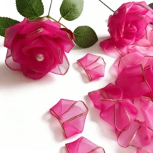 100 cánh hoa voan viền vàng óng ánh - Nguyên liệu thủ công hoa DIY cao cấp - Bộ cánh hoa lụa satin viền vàng, bán thành phẩm, lý tưởng cho việc tự làm bó hoa hồng khô, hoa tươi và các sắp xếp hoa, lấp lánh với viền vàng, thích hợp cho Ngày Valentine, Ngày của Mẹ, Ngày của Cha, Kỷ niệm, Đám cưới, Sinh nhật, Tiệc tùng, Lễ đính hôn, Lễ tốt nghiệp và nhiều dịp khác. - Cánh hoa vải tuyn - Xem 9