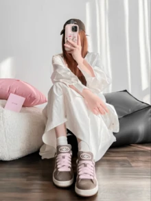 Giày thể thao cổ thấp adidas Grand Court Base 00s Classic Comfort Thin-Soled Durable màu nâu hồng, unisex. - màu nâu hồng - Xem 7