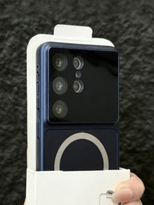 适用于三星 Galaxy S26 Ultra S25 Ultra S24 S23 Ultra 的磁吸式手机壳，大窗口磨砂防摔保护套 - 深藍色 - 查看 3