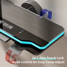 Juego de ducha de lujo con pantalla digital LED | Cabezal de ducha de lluvia grande de 12 pulgadas, control de teclas de piano montado en la pared, cabezal de ducha de mano, estructura de aleación de aluminio | Equipo de baño moderno y ducha al aire libre - Gris Oscuro - Ver 4