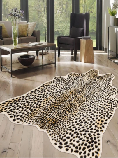 1pc Leopard Print Rug, Velvet Carpet, Room Decor, Anti-Slip Durable, Noise Reduction, Skin-Friendly Soft, Easy To Clean, Indoor Doormat, Living Room Carpet, Bedroom Carpet, Bathroom Mat, Washable Carpet, Home Decor, Floor Decoration, Floor Protection