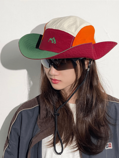 1 pieza Sombrero de cubo unisex con bloques de color, gorra para exteriores, camping y pesca con protección solar transpirable y de secado rápido