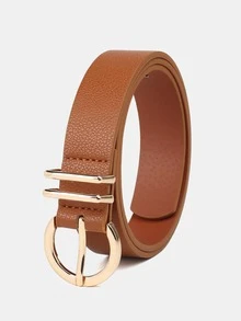 1pc Solid Color Casual PU (Polyurethane) Decorative Belt For Women, Suitable For Daily Wear, Yellow - A - View 7