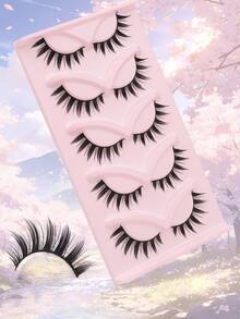 Linna 5 paires de faux cils style manga de dessin animé | Agrandissement naturel des yeux, application en 3 étapes facile pour débutants, port confortable et réutilisable | Convient pour le travail quotidien, les fêtes, les rendez-vous et les voyages - Voir 4
