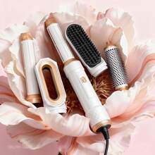 UKLISS 5-In-1 Multi-Functional Hot Air Styler Brush, Portable Home Hair Styling Tool For Straightening & Curling, Perfect Gift Idea For Her, Unisex Unique Present - White - View 1