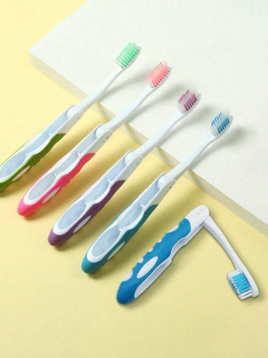 1/4pcs Travel Toothbrush, Foldable Design, Medium Bristles, Suitable For Camping, Couples, Travel And Business Trips - Multicolor - View 1