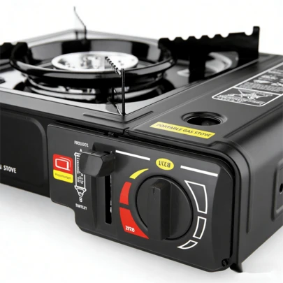 Estufa de gas portátil para acampar al aire libre, olla caliente, estufa de gas magnética, a prueba de viento.