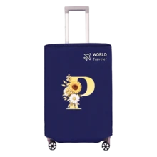 1pc Non-Stretch Non-Woven Fabric Luggage Protective Cover Suitable For 20-30 Inch Trolley Case, Anti-Scratch Luggage Protector, Travel Accessory With Sunflower & Letter Pattern, Back To School Essential - Blue - View 70