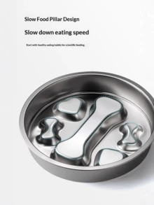 1pc Stainless Steel Large Capacity Creative Cat/Dog Food Bowl, Anti-Slip & Anti-Choke Design For Pets - Silver - View 5