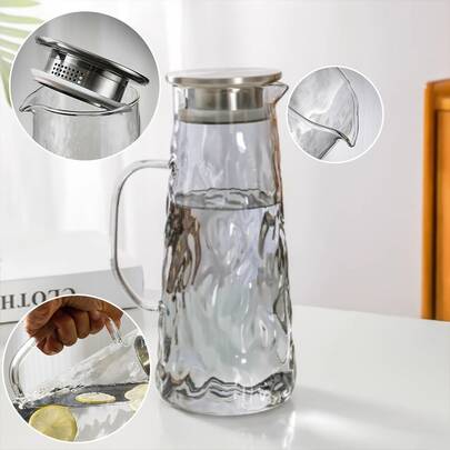 1/5/7 Pieza 2026 Nuevo Producto Botella de Agua de Vidrio Resistente a Altas Temperaturas, Taza de Agua de Gran Capacidad para el Hogar, Tetera de Frutas, Olla Resistente al Calor de Borosilicato, Jarra Transparente de Vidrio para Leche y Jugo, Suministros para Hotel, Centro Comercial, Tienda.