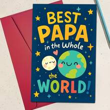 1pcBest Papa In The Whole World Greeting Card, Perfect For Father's Day Or Special Occasions, Fun And Colorful Design, Ideal Gift For FathersEnvelope Greeting Card - Multicolor - View 6