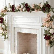 1.8米丝绸布 13头优质勃艮第玫瑰藤蔓 - 彩色 - 查看 1