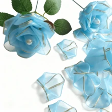 100 cánh hoa voan viền vàng óng ánh - Nguyên liệu thủ công hoa DIY cao cấp - Bộ cánh hoa lụa satin viền vàng, bán thành phẩm, lý tưởng cho việc tự làm bó hoa hồng khô, hoa tươi và các sắp xếp hoa, lấp lánh với viền vàng, thích hợp cho Ngày Valentine, Ngày của Mẹ, Ngày của Cha, Kỷ niệm, Đám cưới, Sinh nhật, Tiệc tùng, Lễ đính hôn, Lễ tốt nghiệp và nhiều dịp khác. - Cánh hoa vải tuyn - Xem 14