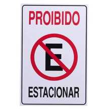 Placa PROIBIDO ESTACIONAR 20x30CM - Sinalização - Casa, Garagem ou Estabelecimento Comercial - Envio Imediato - Produto Premium - Branco - Visão 4