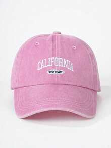1 pieza Gorra de béisbol con bordado ' Oeste de California' lavada, gorra ajustable de protección solar para exteriores para primavera/otoño, playa para jóvenes en estilo Y2K - bordado - Ver 34