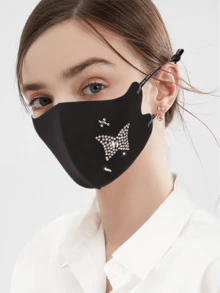 Rhinestone Decorated Fringe Thin Breathable Ice Silk Face Mask With Crystals,Solid Color Sun Protection,Summer - Face Mask - View 12