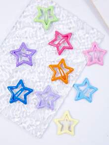 10个/套 女士多巴胺色侧夹BB发夹，颜色随机，适合日常和返校佩戴 - 彩色 - 查看 6