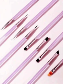 专业美甲画笔，勾线细节绘图渐变彩绘笔，适用于美甲沙龙和DIY，UV凝胶亚克力美甲设计套装（1支或9支装） - 彩色 - 查看 4