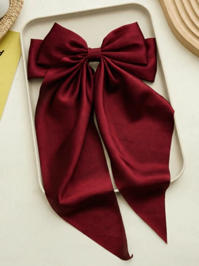 مشبك شعر كبير مصنوع من الساتان، عقدة الفراشة ساتان أحمر غامق كبير الحجم، مشبك شعر أنيق من الحرير الفرنسي مناسب لعيد الحب، الزفاف، الحفلات، المواعيد، الاستخدام اليومي، مخالب الشعر، دبابيس الشعر، مشابك الشعر، دبوس الشعر