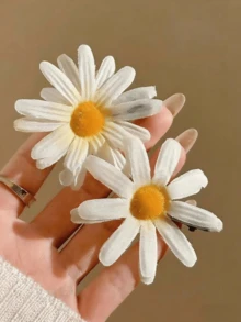 Kẹp tóc hình hoa cúc trắng, kẹp tóc hoa phong cách Y2K, phụ kiện tóc hoa dễ thương cho nữ/bé gái, đám cưới, tiệc bãi biển mùa hè, phụ kiện chụp ảnh cưới, kẹp càng cua. - trắng - Xem 3