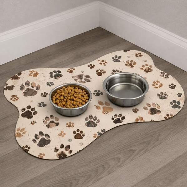 Tapete Pet Osso para Comedouro Antiderrapante 46x33 Patas 20