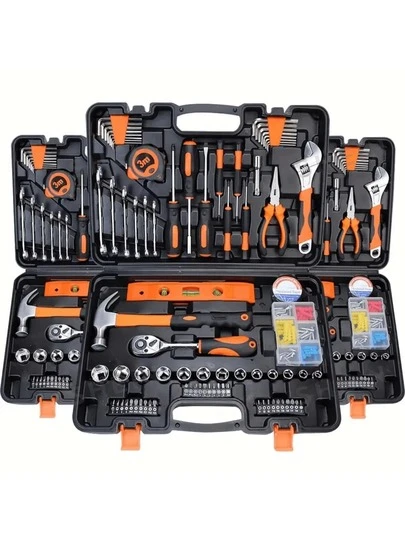 [Durable Tool Kit] 115/46 Pcs Durable Carbon Steel Full Set Home And Automotive Repair Tools, Suitable For Cars, Motorcycles, Bicycles Manual Tools - Including Sturdy Storage Box - Essential Yellow/Black DIY Mechanic Set