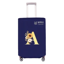 1pc Non-Stretch Non-Woven Fabric Luggage Protective Cover Suitable For 20-30 Inch Trolley Case, Anti-Scratch Luggage Protector, Travel Accessory With Sunflower & Letter Pattern, Back To School Essential - Blue - View 16