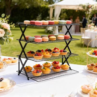Foldable Cooling Rack, Baking Pan Wire Rack Hot Seller With Limited Stock, Highly Recommended Stackable Baking Cooking Drying Wire Cooling Rack Adjustable 4-Position Design Camping Grill Rack For Cooking Baking Cooling Cookies Cakes