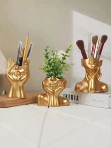 1 pieza Soporte para brochas de maquillaje con forma de arte corporal sensual, organizador decorativo de estilo nórdico de lujo, adecuado para herramientas de maquillaje, papelería, florero, decoración del hogar, escritorio de oficina, soporte de TV, regalo de inauguración de la casa - Multicolor - Ver 3