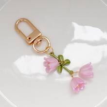 Women's Elegant Lily Flower Keychain Lily Flower Beaded Pendant Fresh Hanging Decoration Suitable For Phone Bag Backpack And Car Key Chain Gifts For Women Stocking Stuffers Teacher Gift Sister Gifts - Multicolor - View 3