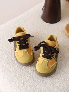 1 Pair Toddler Boys/Girls Non-Slip Soft Bottom Walking Shoes, Baby Sneakers - Yellow - View 4