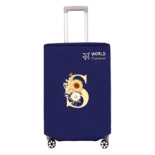 1pc Non-Stretch Non-Woven Fabric Luggage Protective Cover Suitable For 20-30 Inch Trolley Case, Anti-Scratch Luggage Protector, Travel Accessory With Sunflower & Letter Pattern, Back To School Essential - Blue - View 113