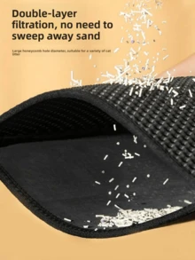 1pc EVA Cat Litter Mat, Double Layer One-Piece Single Opening Washable Litter Trapping Mat For Indoor Cat Home Use - Black - View 4