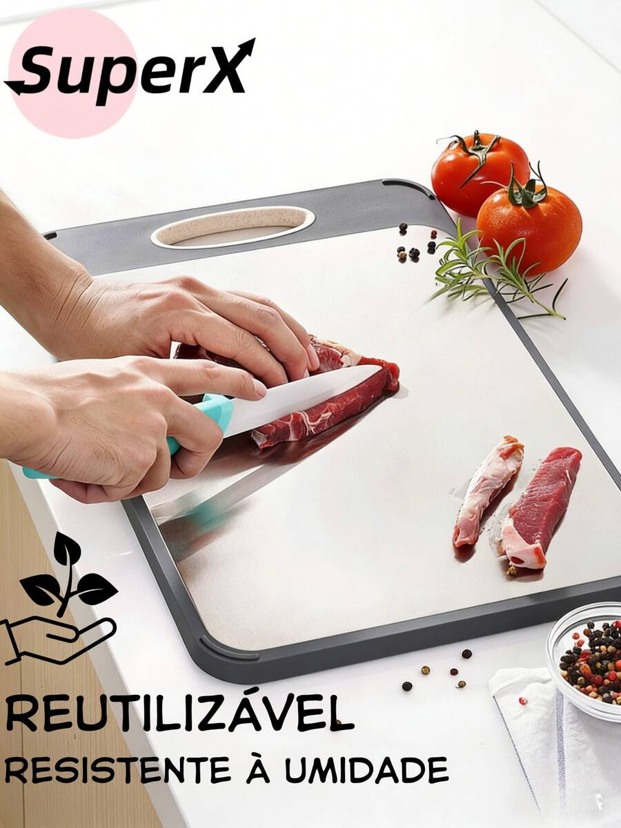 Double-Sided Cutting Board, 304 Stainless Steel, Anti-Mold And Antibacterial - Bạc - Xem 1