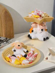 1 pièce Plateau de décoration de bureau en résine mouton mignon, convient pour les événements de célébration, le bureau, la maison, la décoration de table du salon (le nœud est un accessoire pour la photo, non inclus dans le produit), convient également pour la salle de bain, la chambre, grande capacité - Multicolore - Voir 2