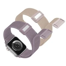 2条/套透气轻便磁扣编织表带，适用于 49mm 44mm 45mm 46mm 42mm 38mm 40mm 41mm，Series 11 10 9 8 7 6 5 4 3 2 1 SE Ultra；18mm 20mm 22mm磁扣弹性表带，适用于 Watch 7 6 5 4、Watch、Watch S4 3 2、Watch 5 Active/Lite、Watch 4 Pro X - 煙紫+肉粉 - 查看 12