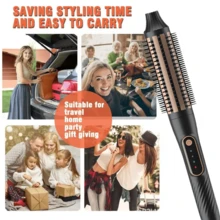 3-In-1 Straightening & Curling Hair Styler, Rapid Heating, 3 Temperature Settings, Ceramic Coating For Soft & Shiny Hair, Suitable For All Hair Types, Daily Styling, Fashion Styling Brush, Anti-Scald & Anti- Design, Holiday Gift - Multicolor - View 11