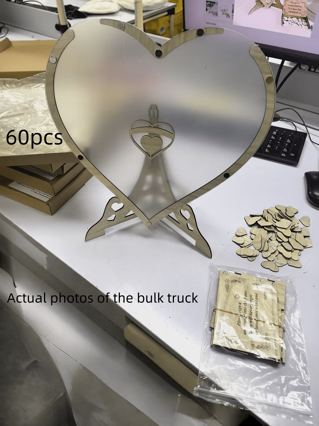 1 bộ Sổ lưu bút hình trái tim bằng gỗ Acrylic Album chữ ký cho đám cưới Bảng đăng ký đám cưới - Nhiều màu - Xem 7