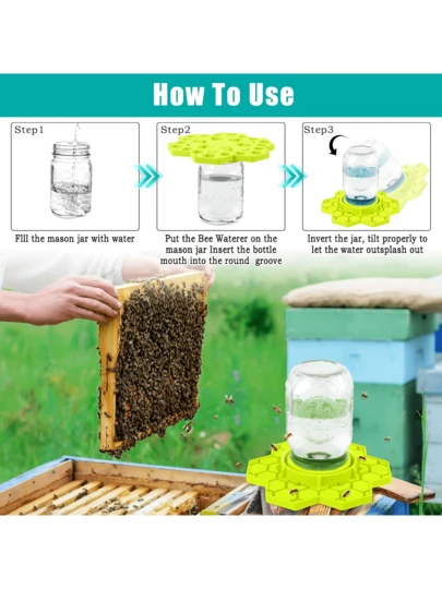 Silicone Bee Feeder, Suitable For Mason Jars - Bee Garden Watering Station, Fits Regular Mouth Mason Jars