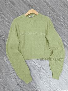 SJD MODA LADY Striped Sweater Knit Modal Off Shoulder Super Autumn Winter Korean Style Best Fabric - baby Green - View 1