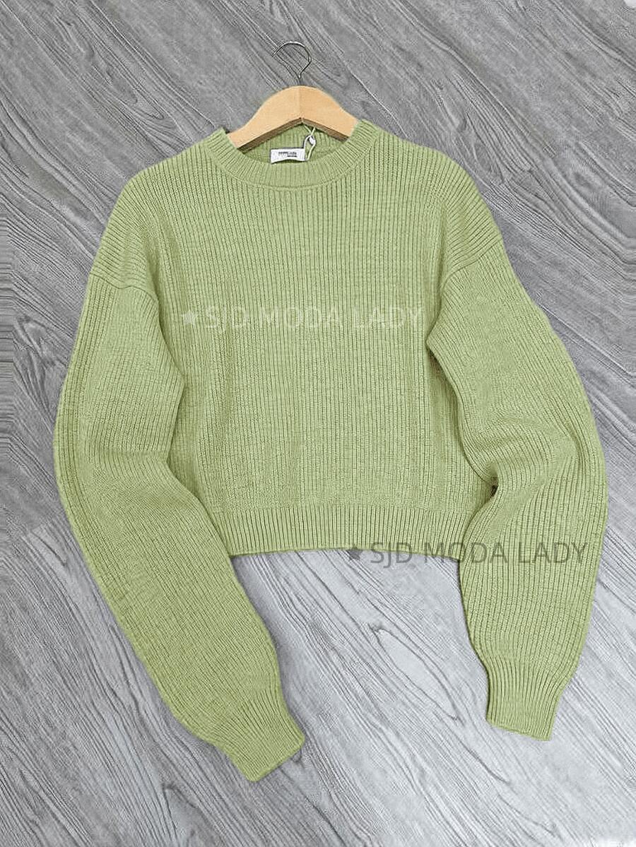 SJD MODA LADY Striped Sweater Knit Modal Off Shoulder Super Autumn Winter Korean Style Best Fabric - baby Green - View 1