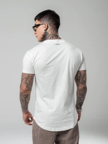 Dmuniz Longline T-Shirt 100% Cotton Short Sleeve Casual Streetwear New Release - 奶油色 - 查看 3