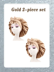 Silk Sleep Cap For Ladies, Satin Sleep Cap Oversized Curly Hair Sleep Cap With Elasticated Ties, Available In Various Colours  Spring/Summer Fashion Colour Combinations  Essential Hair Care Accessory For Home And Travel  Soft To The Touch   Exceptional Valu - 彩色 - 查看 15