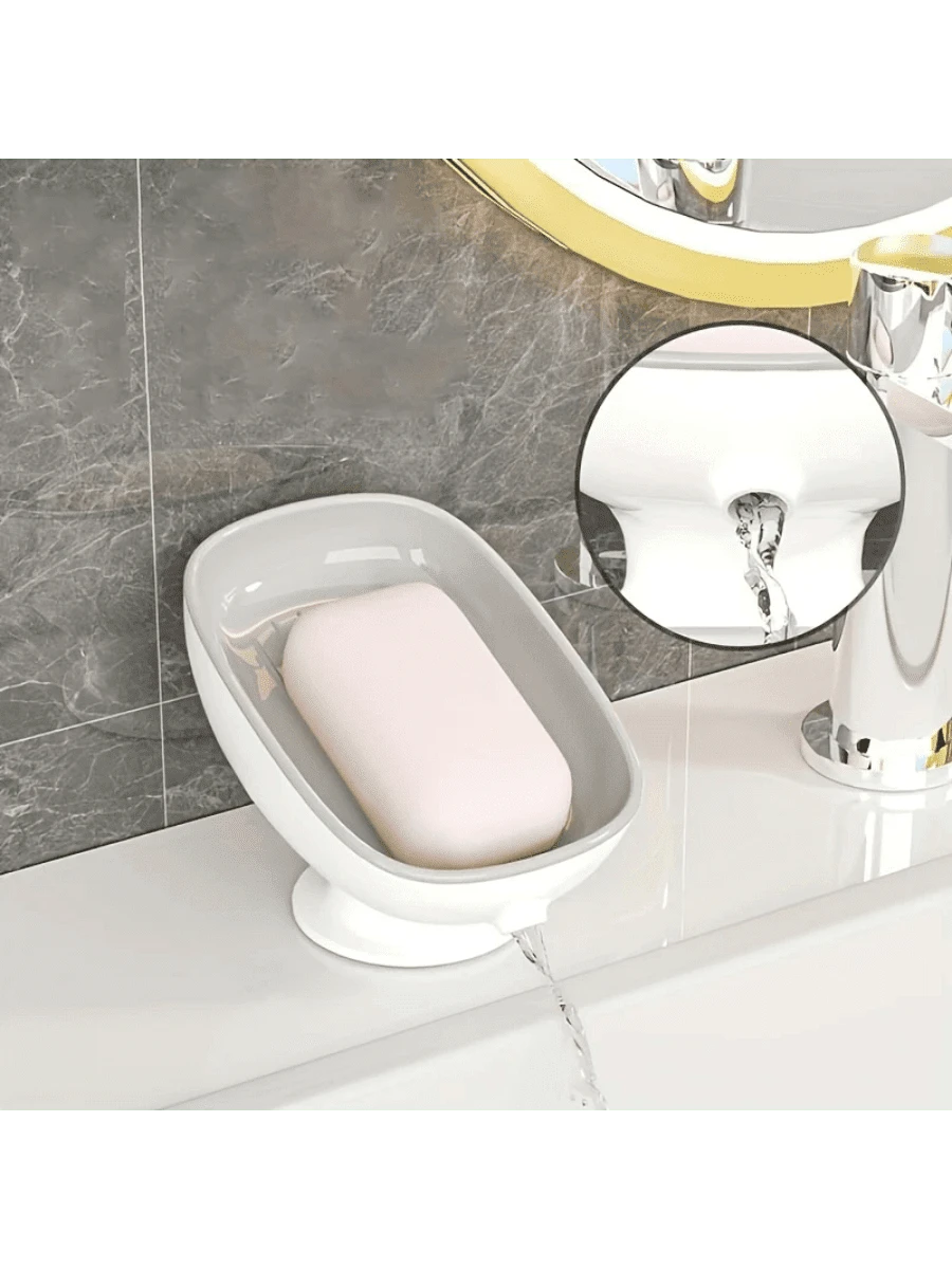 1pc PS Soap Dish: Double-Deck Design, Convenient Tidy Soap Storage, Quick Drainage