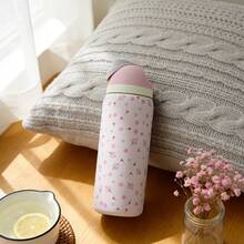 Owa Laa Light Pink Floral Pattern Large Capacity Stainless Steel Water Bottle,32oz/945ml,With A Straw,Exquisite Appearance,Keeps Drinks Hot Or Cold,Can Hold Iced Drinks And Water,Suitable For Leisure,Work,Sports,Indoors And Outdoors,Suitable For Students And Office Workers,As A Gift - 淺粉色 - 查看 3