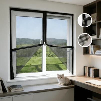 Màn chống côn trùng hai lớp khóa kéo, an toàn cho gia đình, ngăn côn trùng xâm nhập nhưng vẫn cho không khí trong lành lưu thông, lưới PP thoáng khí cho cửa sổ phòng ngủ và nhà kính.